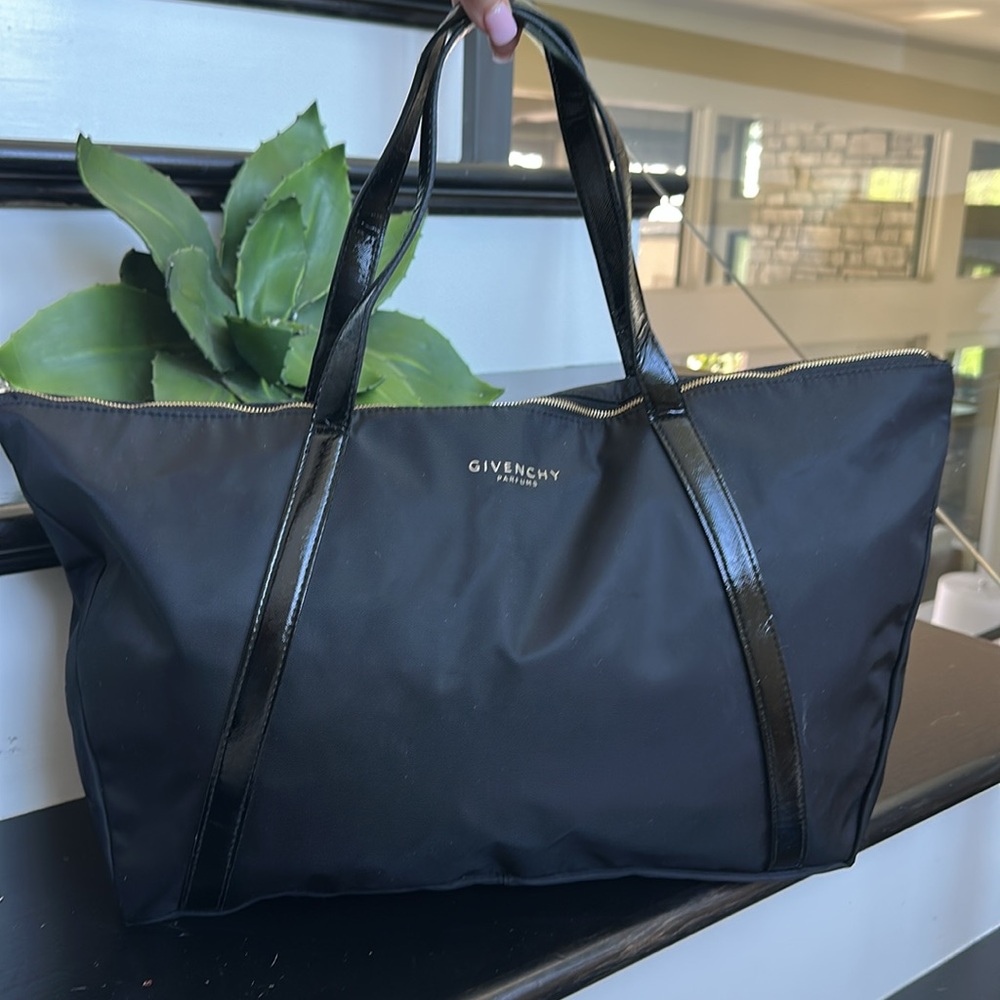 Givenchy Black Nylon Tote Bag with Patent Trim